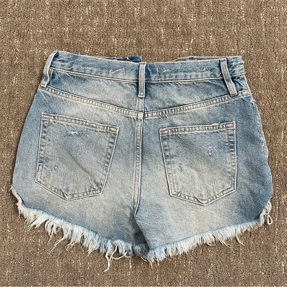 Free People The Lasso Jean Shorts 26 Button Fly High Rise Distressed Light Wash - Picture 3 of 8